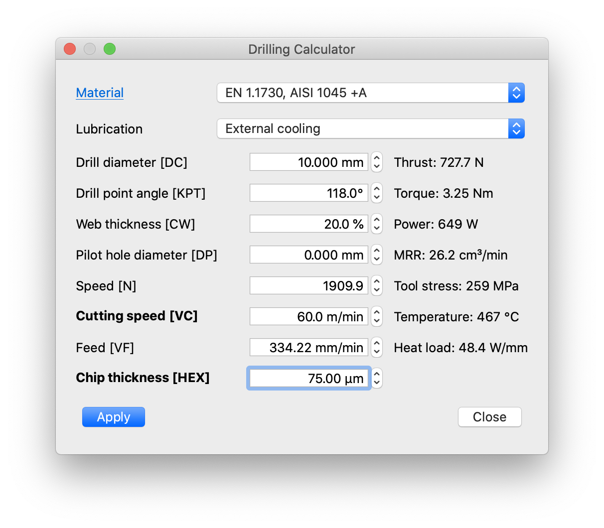 Drilling calculator