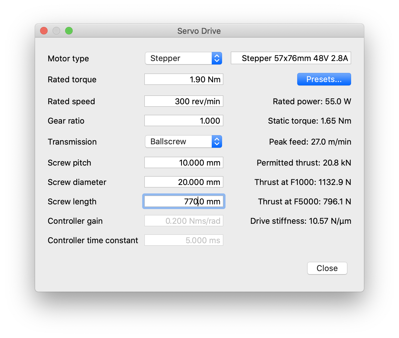 Drive calculator